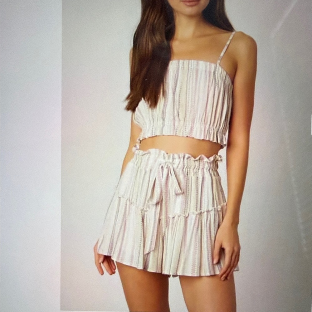 Cotton Candy Lia Striped Crop Top and Skort Shorts Set